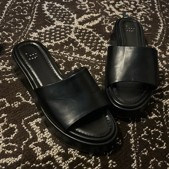 a new day Shoes - a new day Black Platform Slide Sandals NWOT